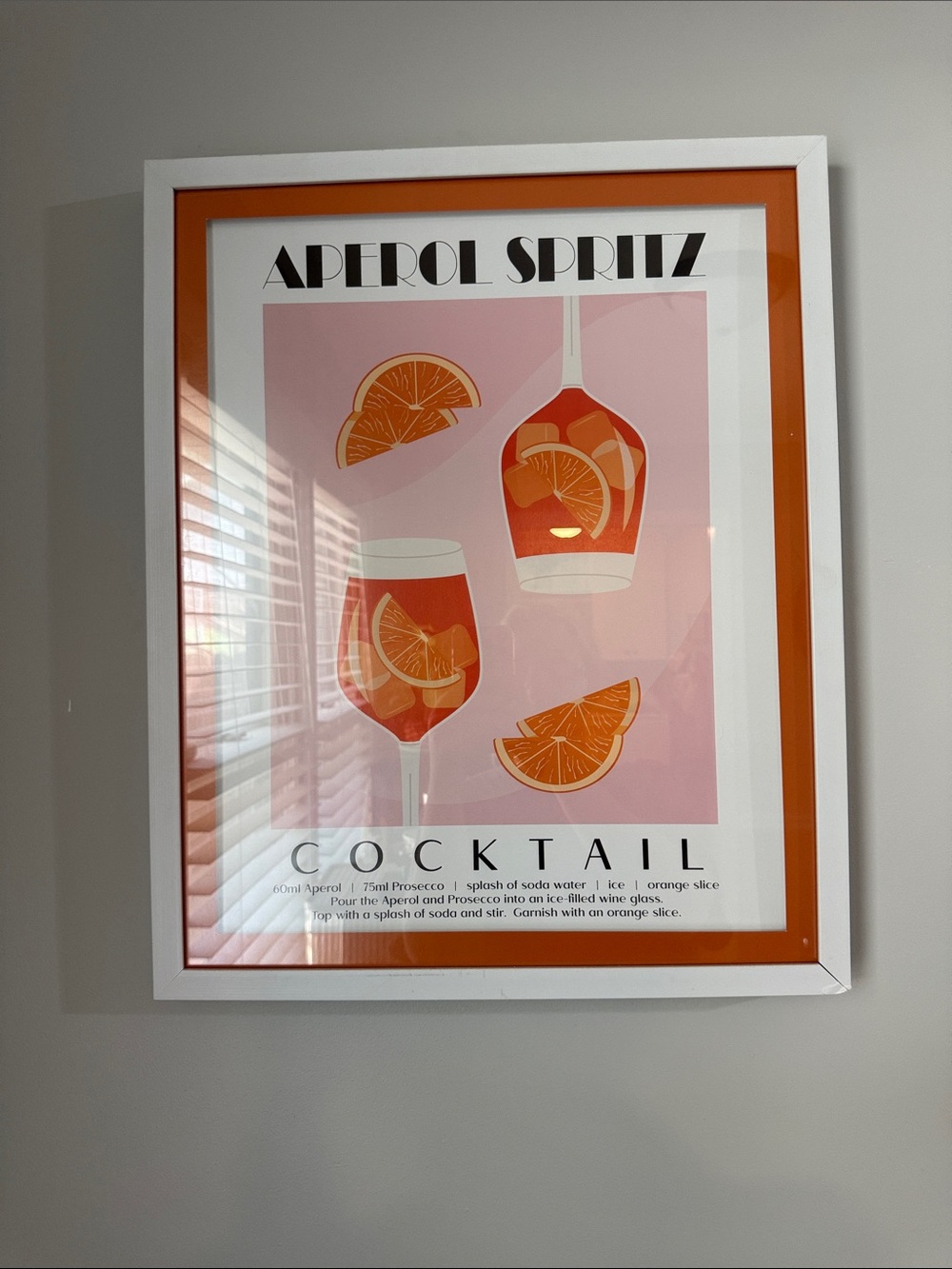 Aperol Spritz Cocktail Art Print - Orange and Pink Wall Art